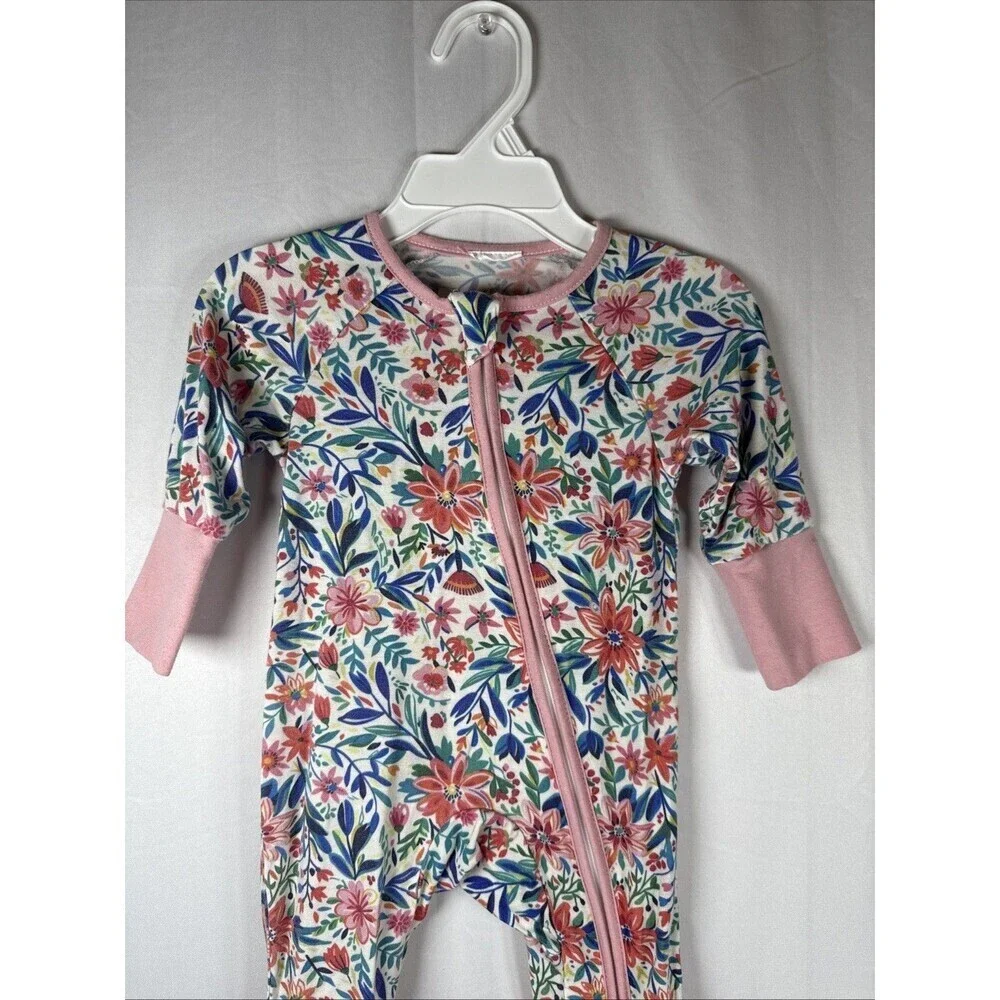 Catasy Bamboo Sleeper Pink Floral Print 0-3 M Preowned